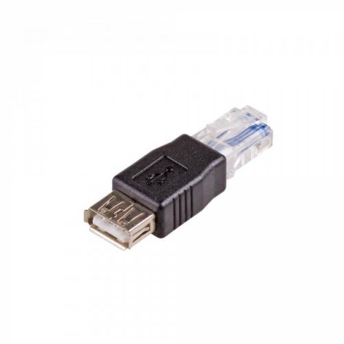 Adaptor Akyga AK-AD-27, USB-A Female - RJ45 Male, Black