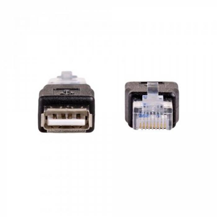 Adaptor Akyga AK-AD-27, USB-A Female - RJ45 Male, Black