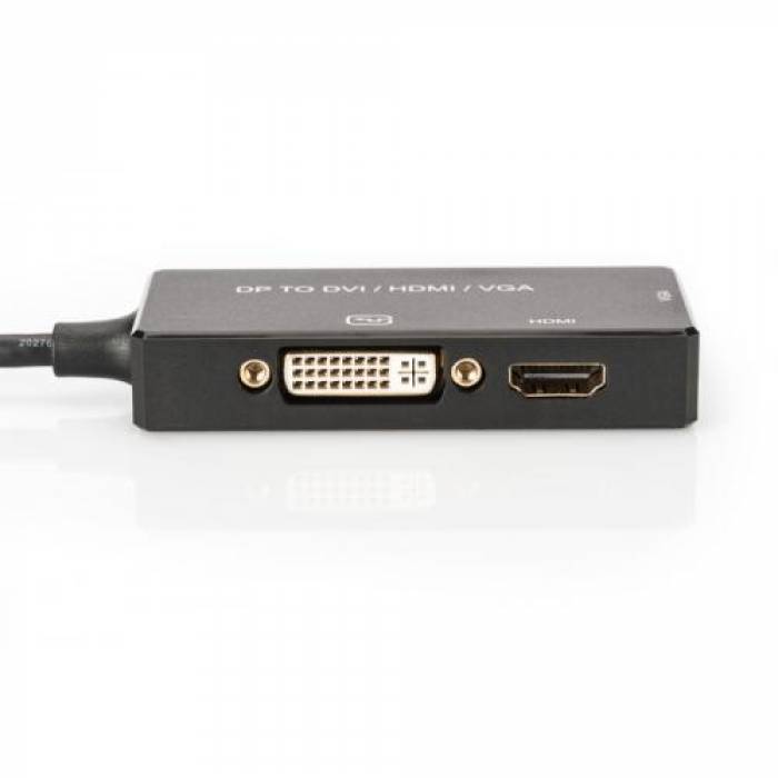 Adaptor ASSMANN 3in1, DisplayPort Male - HDMI + DVI + VGA Female, Black