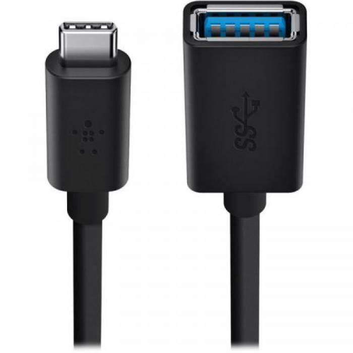 Adaptor Belkin, USB-C Male - USB 3.0 Female, Black