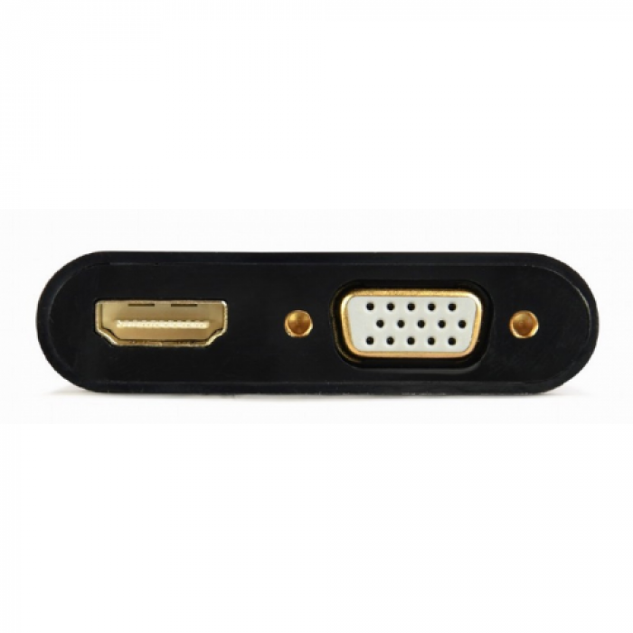 Adaptor Gembird A-HDMIM-HDMIFVGAF-01, HDMI male -  HDMI female + VGA audio, Black