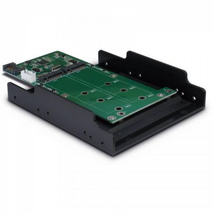 Adaptor Inter-Tech KT022B 3.5 inch 1x SATA Male - 2x M.2 SATA SSD