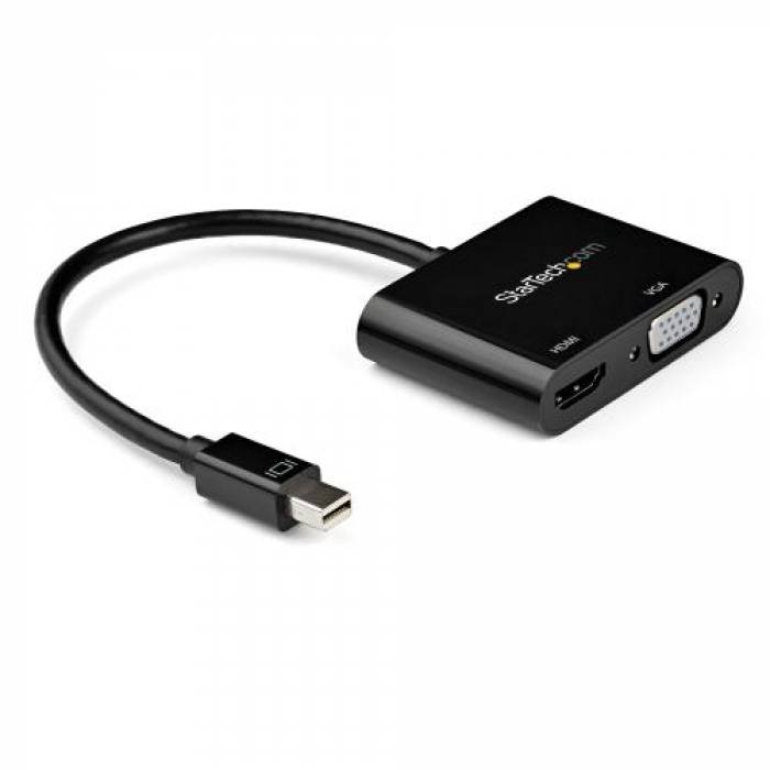 Adaptor Startech MDP2VGAHD20, mini Displayport - HDMI + VGA, Black