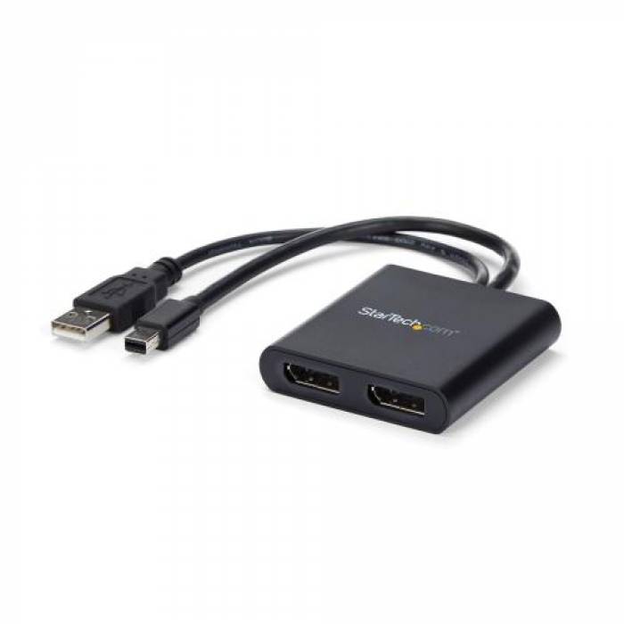 Adaptor Startech MSTMDP122DP, mini DisplayPort - 2x DisplayPort, Black