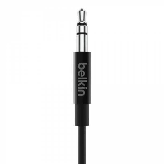 Cablu audio stereo Belkin ROCKSTAR, conectori USB-C la jack 3.5mm, 0.9m, Black