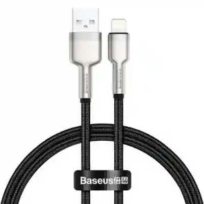 Cablu de date Baseus Cafule Metal, Fast Charging, CALJK-01, USB - Lightning, 0.25m, Black