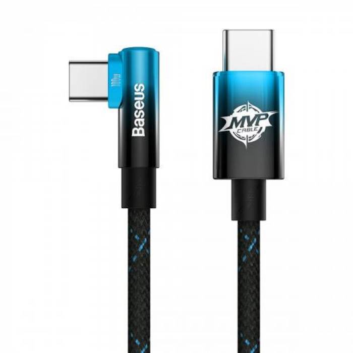 Cablu de date Baseus CAVP000721, USB-C - USB-C, 2m, Black-Blue