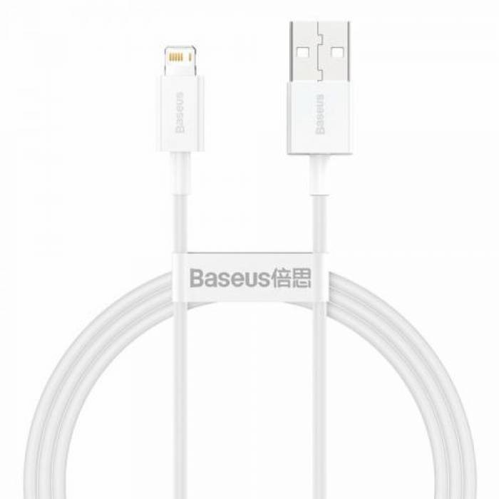 Cablu de date Baseus Superior, Fast Charging, CALYS-A02, USB - Lightning, 1m, White