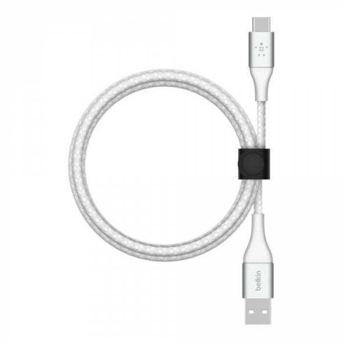 Cablu de date Belkin Boost Charge Braided, USB Tip C - USB Tip A, 1m, White