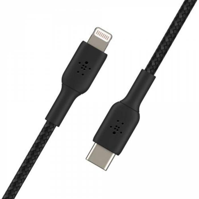 Cablu de date Belkin CAA004BT2MBK, USB-C - Lightning, 2m, Black