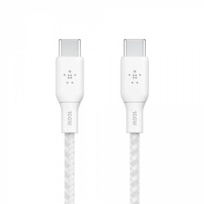 Cablu de date Belkin CAB014BT2MWH, USB-C - USB-C, 2m, White