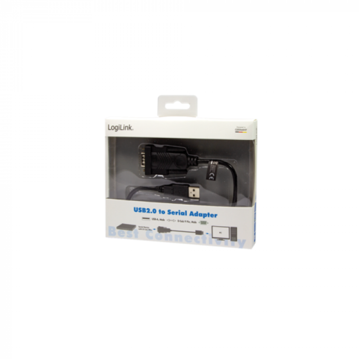 Cablu Logilink AU0048, USB 2.0 - Serial adapter, 1.5m, Black