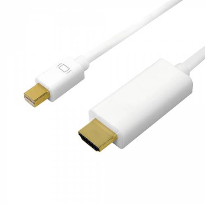 Cablu Logilink CV0125, Mini DisplayPort - HDMI, 5m, White