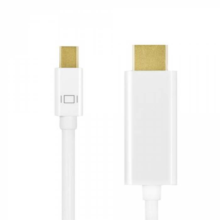 Cablu Logilink CV0125, Mini DisplayPort - HDMI, 5m, White