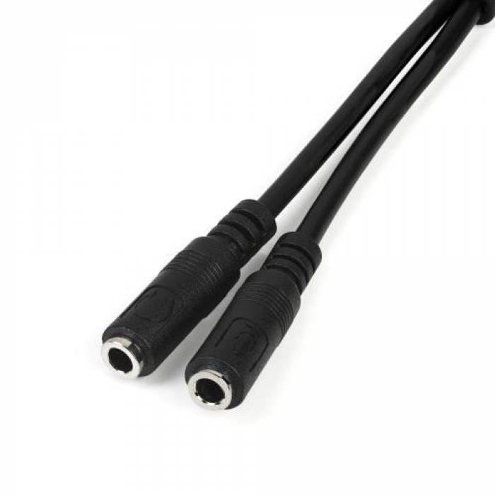 Cablu Startech MUYHSMFF, 3.5mm jack - 2x 3.5mm jack, 0.2m, Black