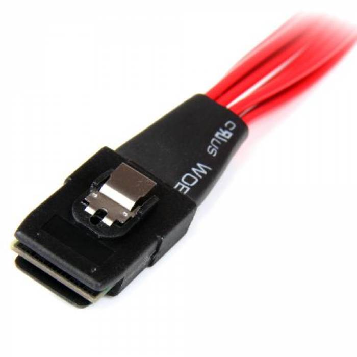 Cablu Startech SAS808782P50, Mini SAS - 4x SAS, 0.5m, Red