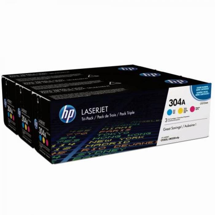 Cartus Toner HP 304A CF372AM Tri-Pack Cyan, Magenta, Yellow