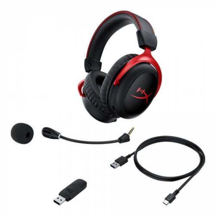 Casti cu microfon HP HyperX Cloud II, USB Wireless, Black-Red