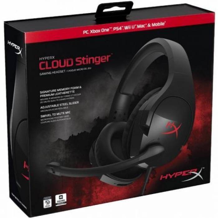 Casti cu microfon HP HyperX Cloud Stinger, 3.5mm jack, Black