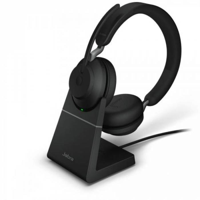 Casti cu microfon Jabra Evolve2 65, Link380c UC Stereo Stand, Bluetooth, Black