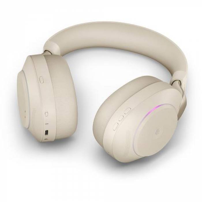 Casti cu microfon Jabra Evolve2 85, Link380a MS Stereo, Bluetooth/3.5mm jack/USB-C, Beige