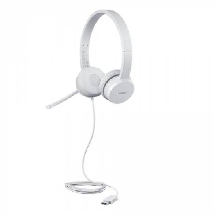 Casti cu microfon Lenovo 110, USB-A, White