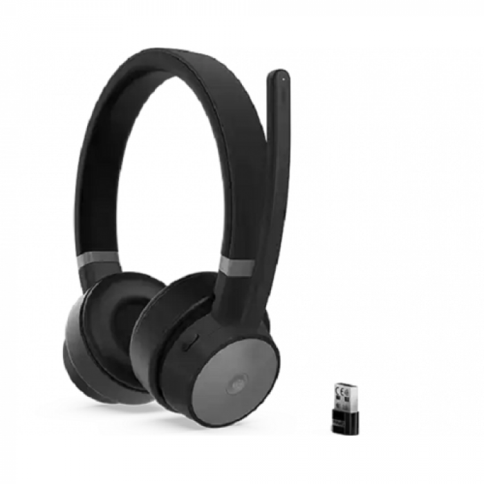 Casti cu microfon Lenovo Go Wireless ANC, Bluetooth/USB-C, Black