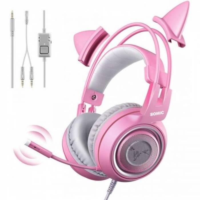 Casti cu microfon Somic G951s, Pink