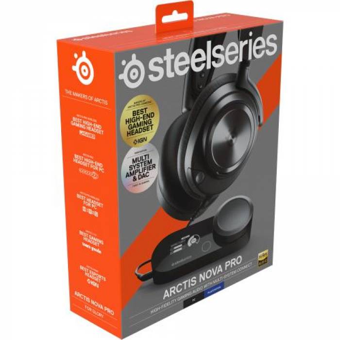 Casti cu microfon SteelSeries Arctis Nova Pro, USB/3.5mm jack, Black