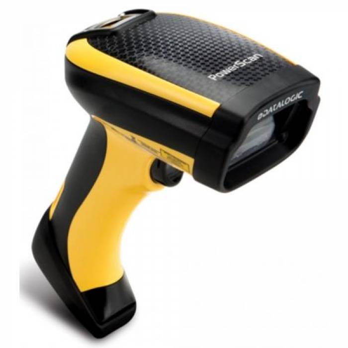 Cititor coduri de bare Datalogic PowerScan PM9100-433RBK20, 1D, 433MHz, USB, RS232, Black-Yellow