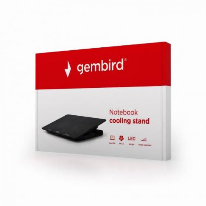 Cooler Pad Gembird pentru laptop de 15.6inch, Black