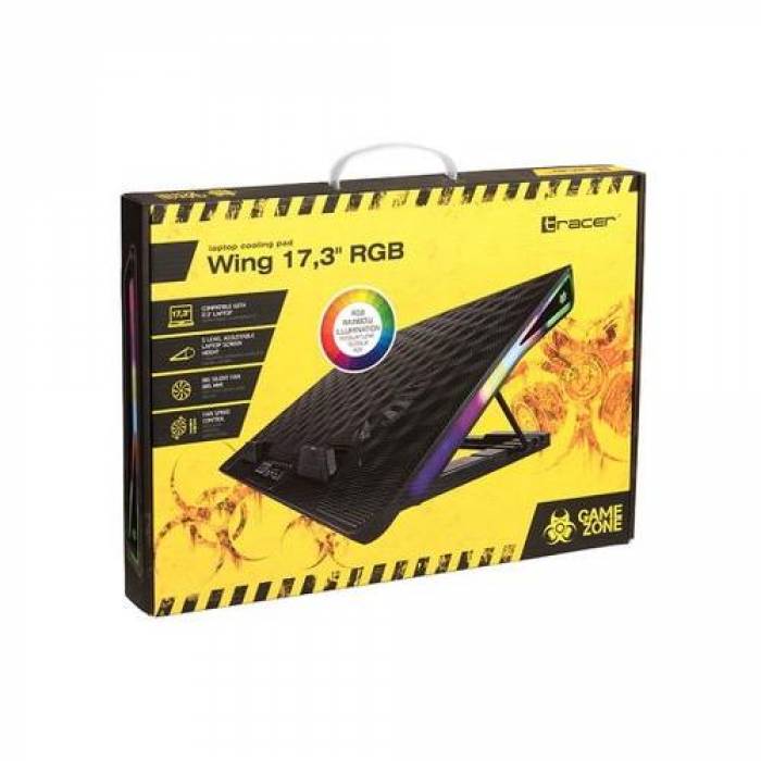 Cooler Pad Tracer Gamezone Wing pentru laptop de 17.3inch, Black