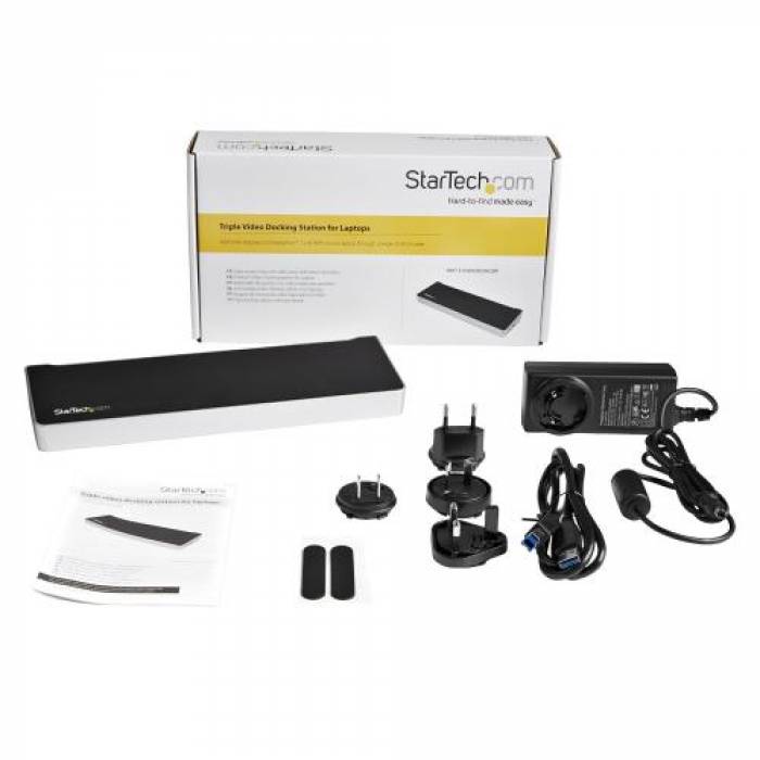 Docking Station Startech USB3DOCKH2DP, Black