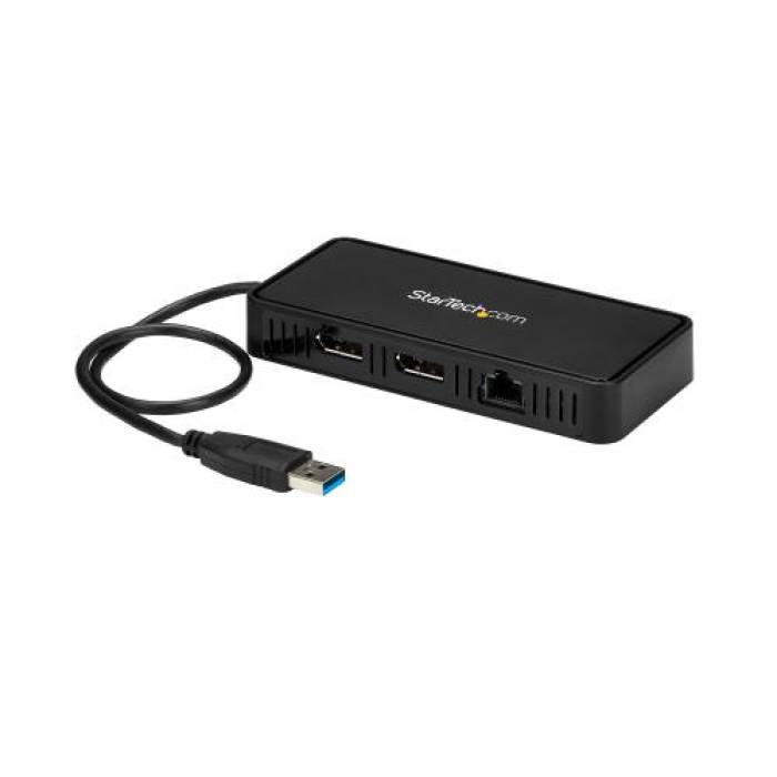 Docking Station Startech USBA2DPGB, Black