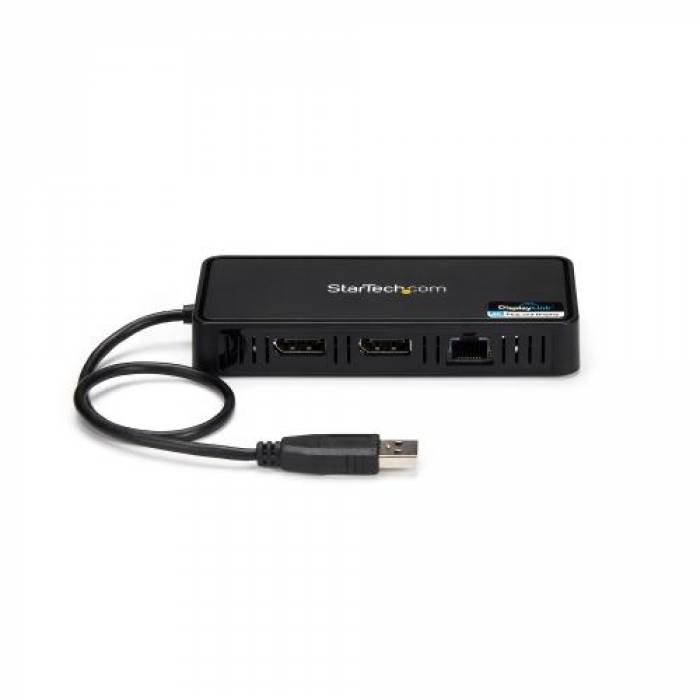 Docking Station Startech USBA2DPGB, Black