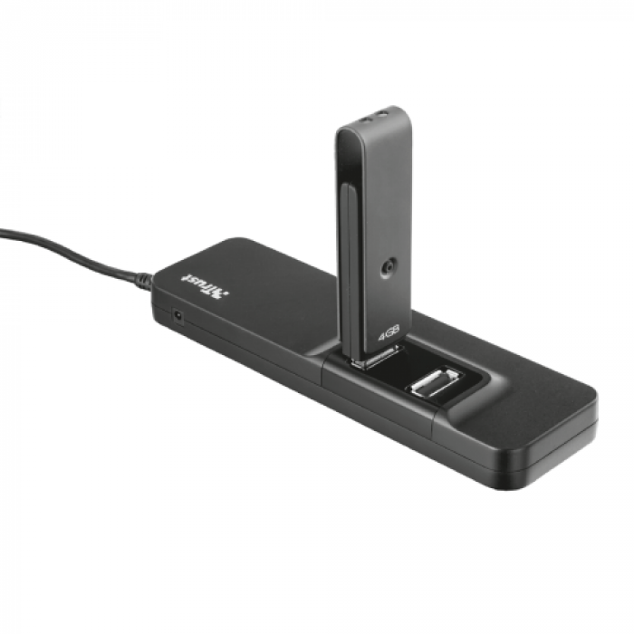 Hub USB Trust Oila, 7x USB 2.0, Black