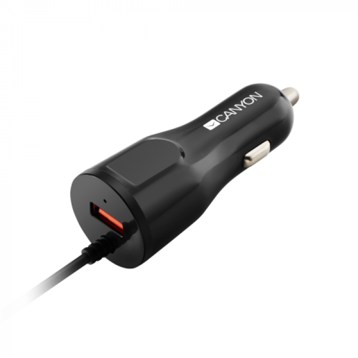 Incarcator auto Canyon CNE-CCA033B, 1x USB, 2.4A, Black