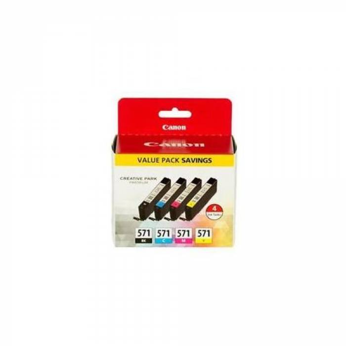 Kit Cartus Cerneala Canon CLI-571 Cyan, Magenta, Yellow, Black - BS0386C005AA