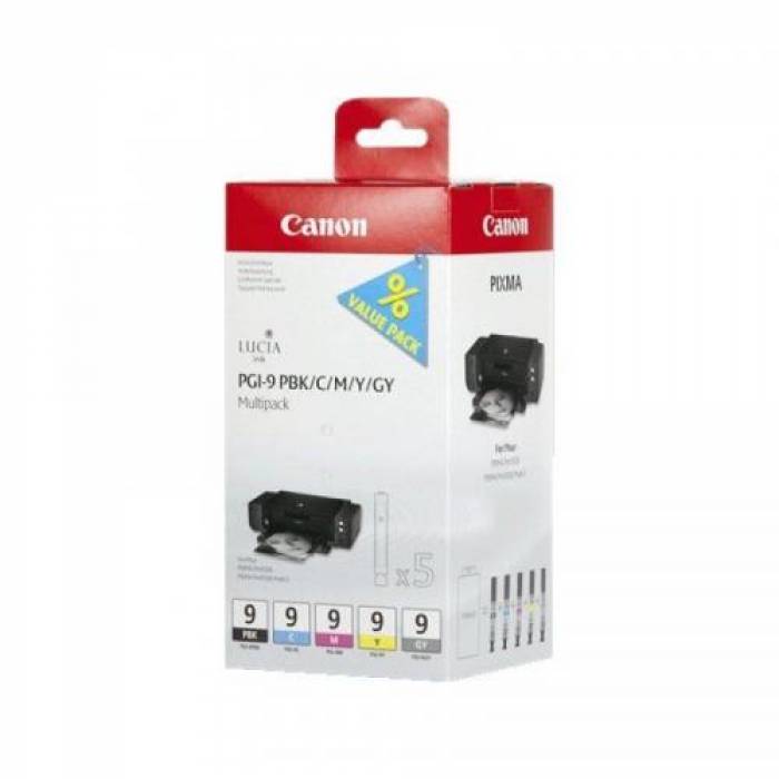 Kit Cartus Cerneala Canon PGI9MULTI1 Photo Black, Cyan, Magenta, Yellow, Grey - BS1034B011AA