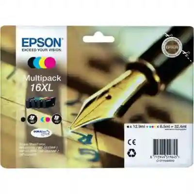 Kit Cartus Cerneala Epson 16XL Cyan Magenta Yellow Negru - C13T16364010