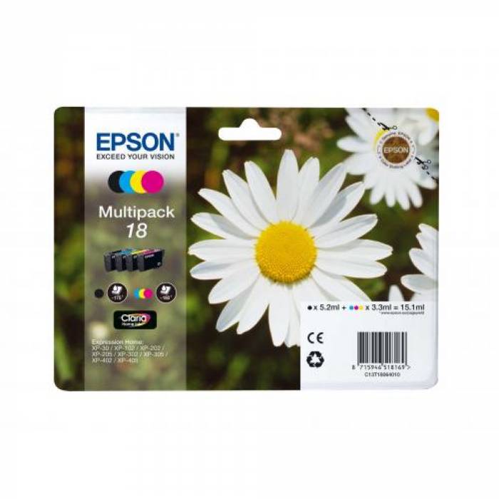 Kit Cartus Cerneala Epson 18 Cyan, Magenta, Yellow, Black - C13T18064010