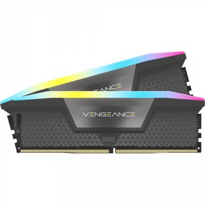 Kit Memorie Corsair Vengeance RGB Grey AMD EXPO 32GB, DDR5-6000MHz, CL36, Dual Channel