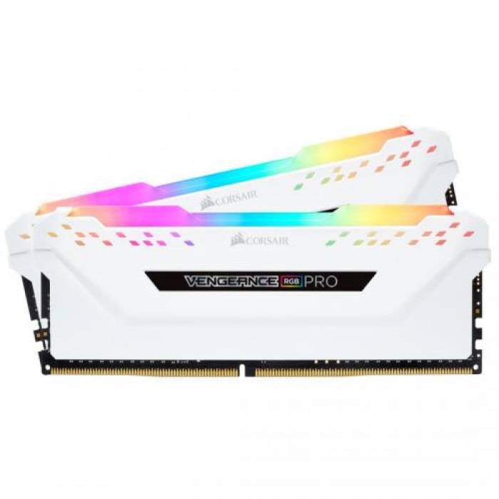 Kit Memorie Corsair Vengeance RGB PRO White 16GB, DDR4-3000MHz, CL15, Dual Channel