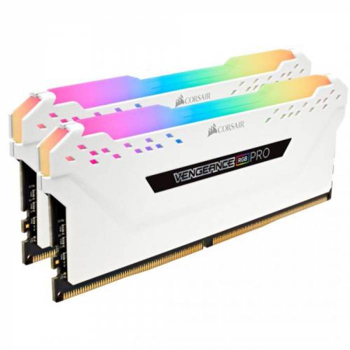 Kit Memorie Corsair Vengeance RGB PRO White 16GB, DDR4-3000MHz, CL15, Dual Channel