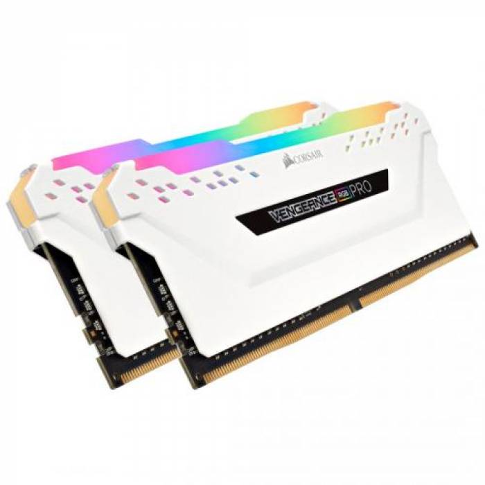 Kit Memorie Corsair Vengeance RGB PRO White 16GB, DDR4-3000MHz, CL15, Dual Channel