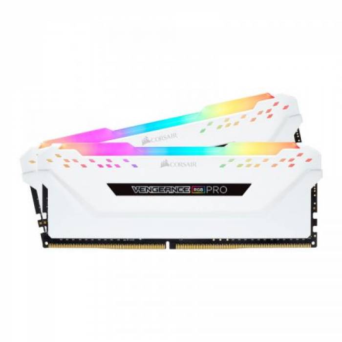 Kit Memorie Corsair Vengeance RGB PRO White 16GB, DDR4-3600MHz, CL18, Dual Channel