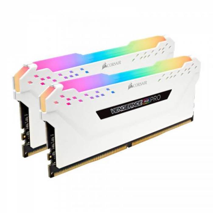 Kit Memorie Corsair Vengeance RGB PRO White 16GB, DDR4-3600MHz, CL18, Dual Channel