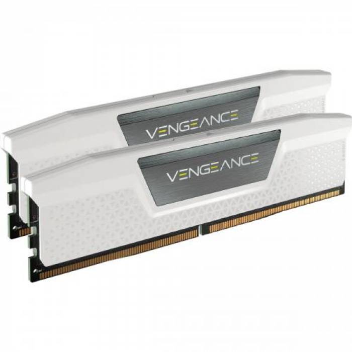 Kit Memorie Corsair Vengeance White 64GB, DDR5-5200MHz, CL40, Dual Channel