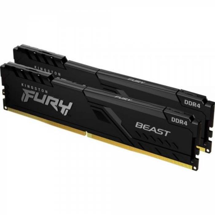 Kit memorie Kingston FURY Beast 16GB, DDR4-3733MHz, CL19, Dual Channel