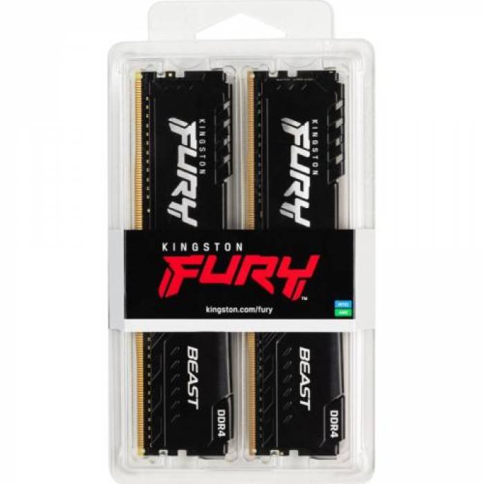 Kit memorie Kingston FURY Beast 16GB, DDR4-3733MHz, CL19, Dual Channel